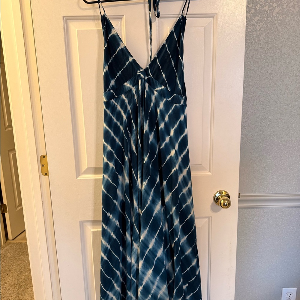 Blue Tie-Dye High Low Beach Dress